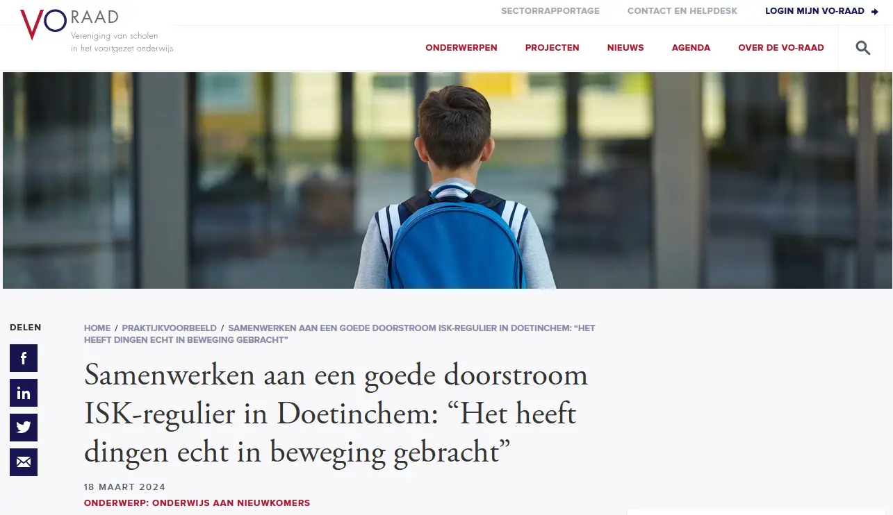 Samenwerken aan een goede doorstroom ISK-regulier in Doetinchem: “Het heeft dingen echt in beweging gebracht”