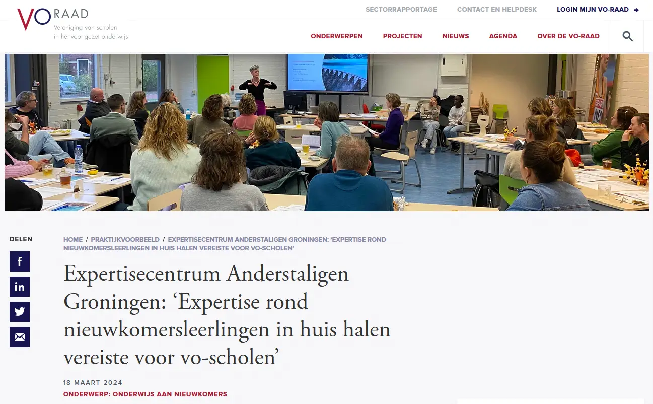 Expertisecentrum Anderstaligen Groningen: ‘Expertise rond nieuwkomersleerlingen in huis halen vereiste voor vo-scholen’